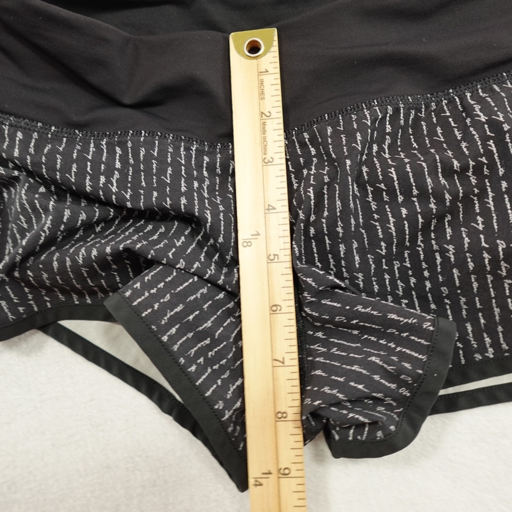 Lululemon Speed Up Shorts Womens 4 Black Manifesto Script Lined Running Gym 2.5" - Picture 5 of 13